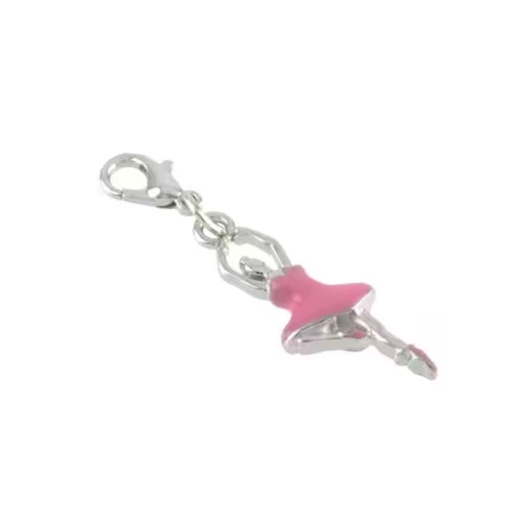 Pink & Silver Ballerina Charm